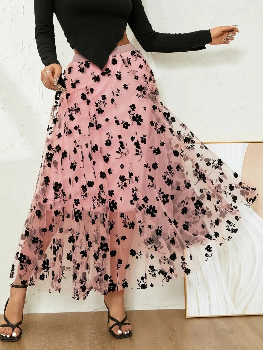 Studio West 3D‎ Posy Fairy Tulle Double Layered Mesh Midi Skirt ** Size Medium - Picture 8 of 8